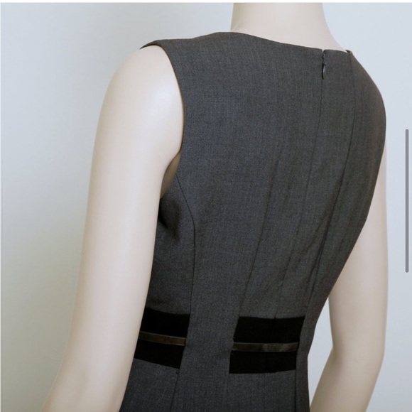 Calvin Klein Gray Sleeveless Belted Fit & Flare Striped Dress - Picture 12 of 12
